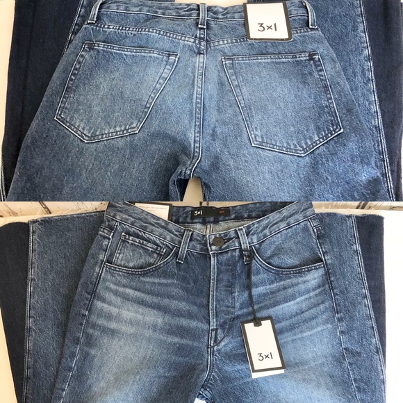 3x1 Higher Ground Gusset Raw Hem bell bottom wide leg Jeans size 24 color Elvia - Picture 7 of 8